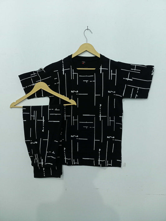 Black Capri Printed PJ SET