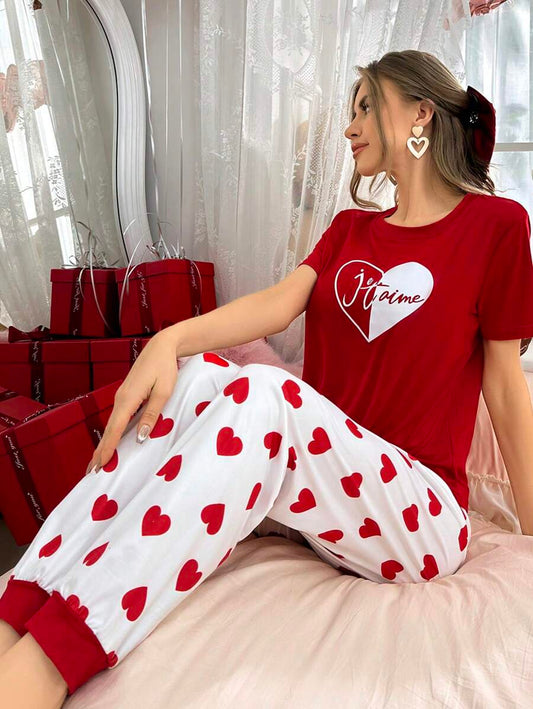 Red Heart Printed PJ SET