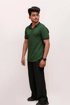 HYKEYZ Bottle Green Crest Premium Polo Shirt