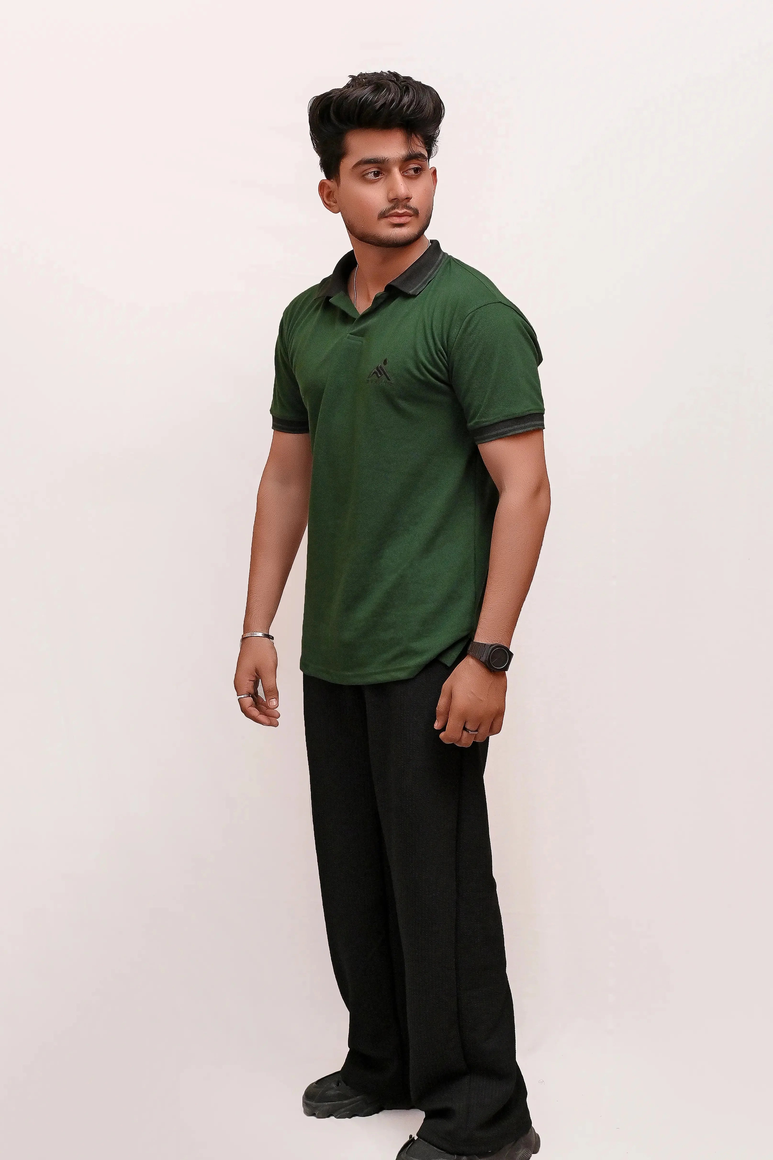 HYKEYZ Bottle Green Crest Premium Polo Shirt