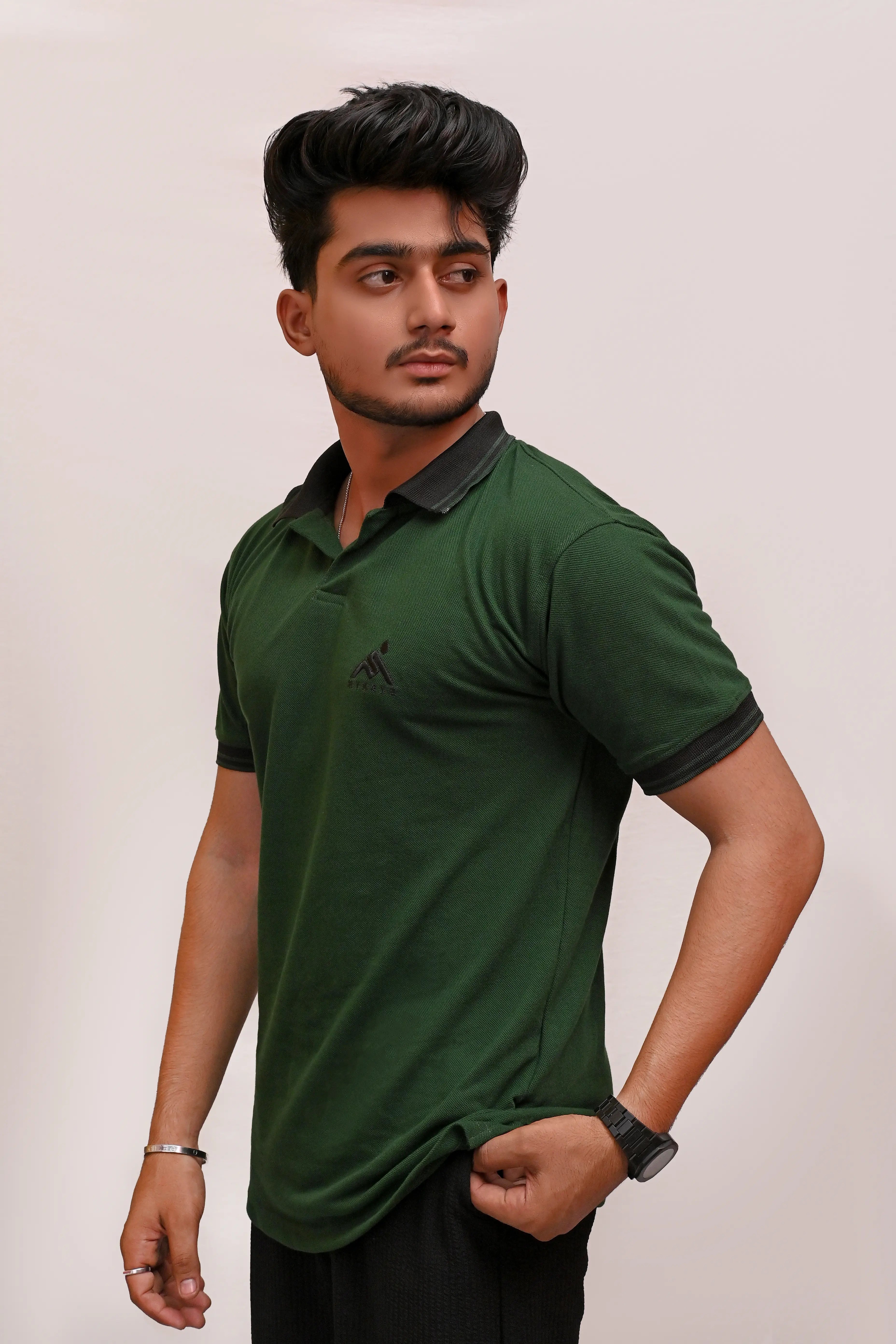 HYKEYZ Bottle Green Crest Premium Polo Shirt