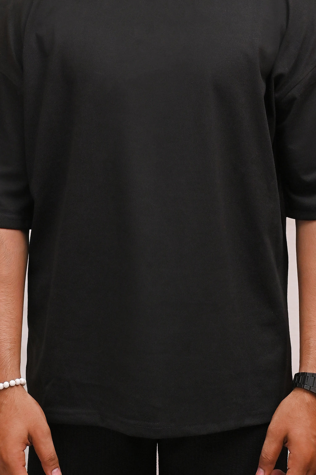 HYKEYZ Black Plain Oversized T-Shirt