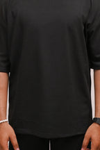 HYKEYZ Black Plain Oversized T-Shirt