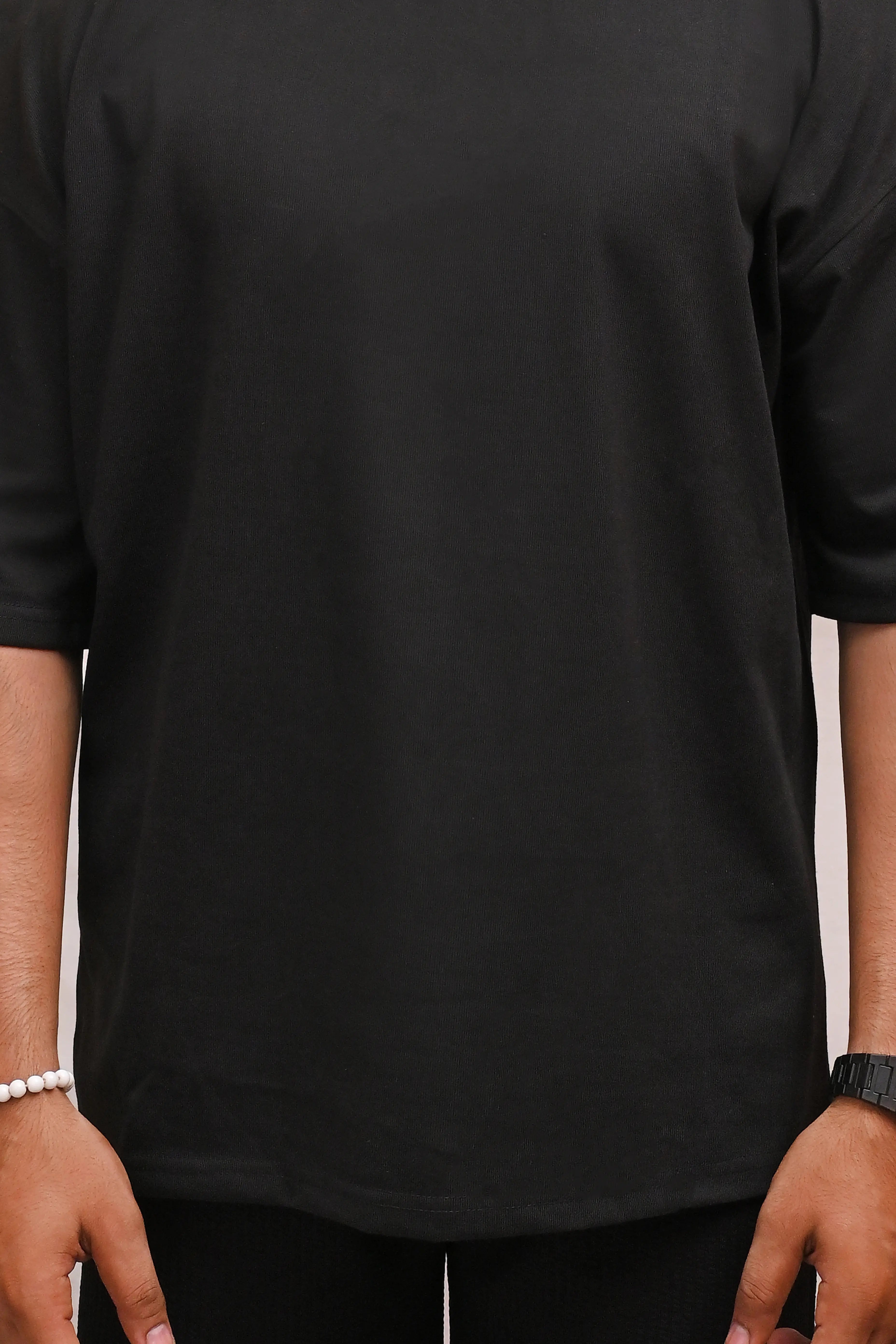 HYKEYZ Black Plain Oversized T-Shirt