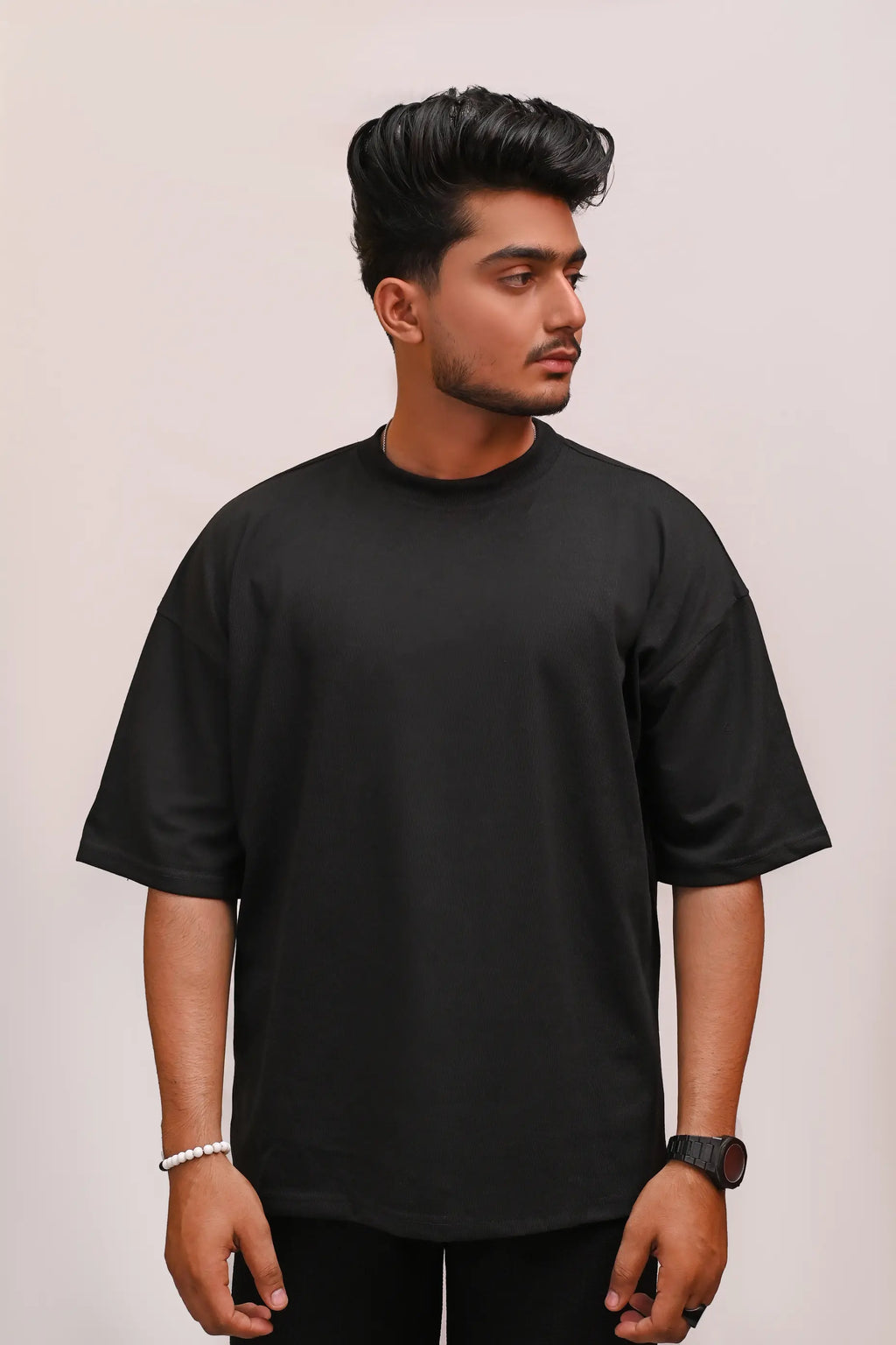 HYKEYZ Black Plain Oversized T-Shirt
