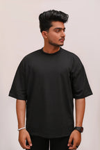 HYKEYZ Black Plain Oversized T-Shirt