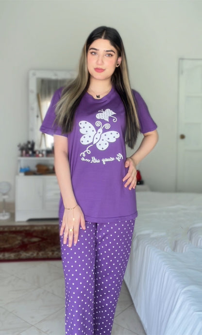 Purple Butterfly Printed PJ SET