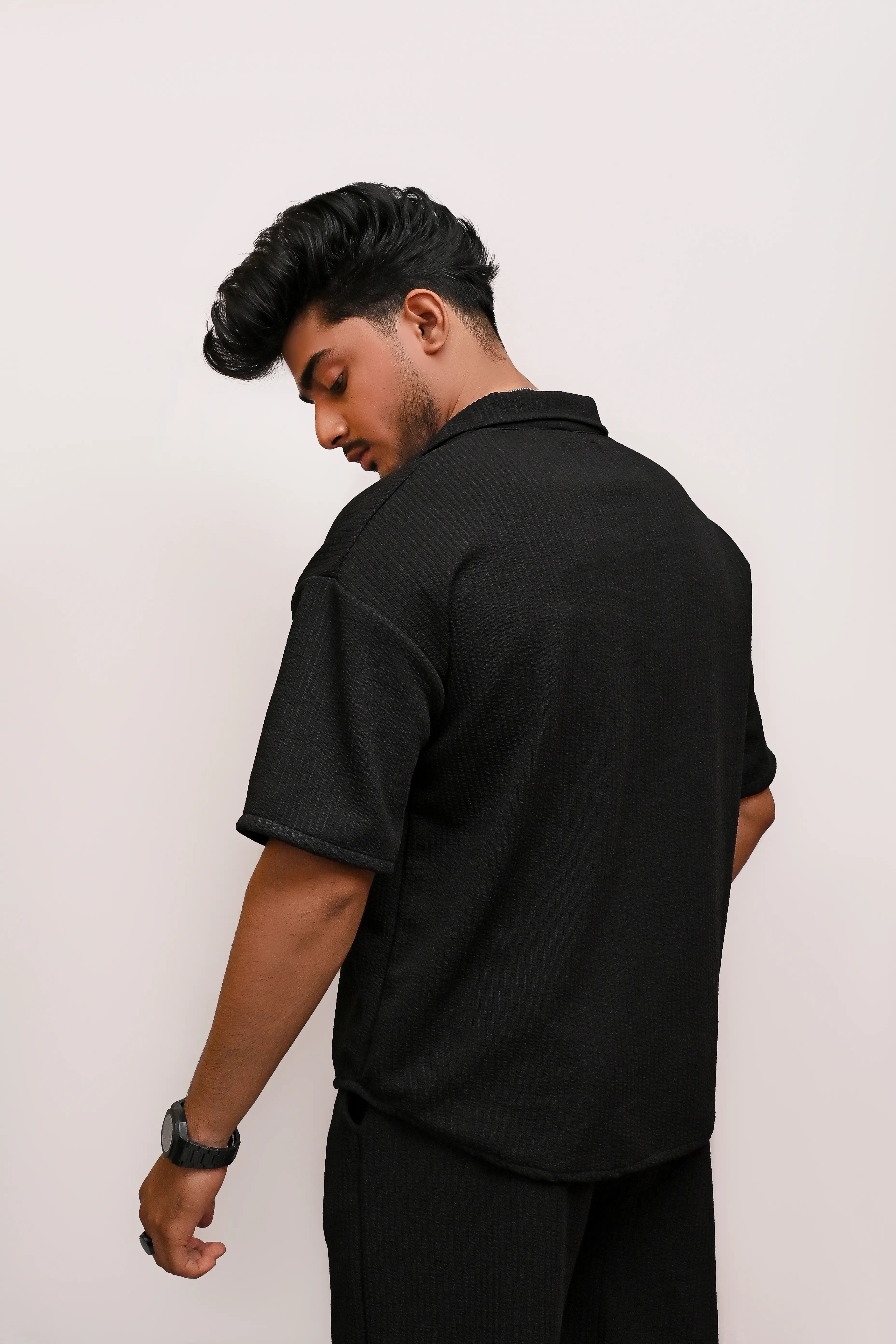 HYKEYZ Classic Textured Premium Shirt - Black