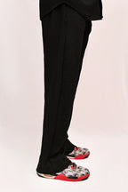 HYKEYZ Classic Textured Straight Trouser - Black