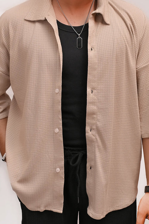 HYKEYZ Classic Textured Premium Shirt - Beige