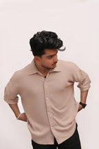 HYKEYZ Classic Textured Premium Shirt - Beige