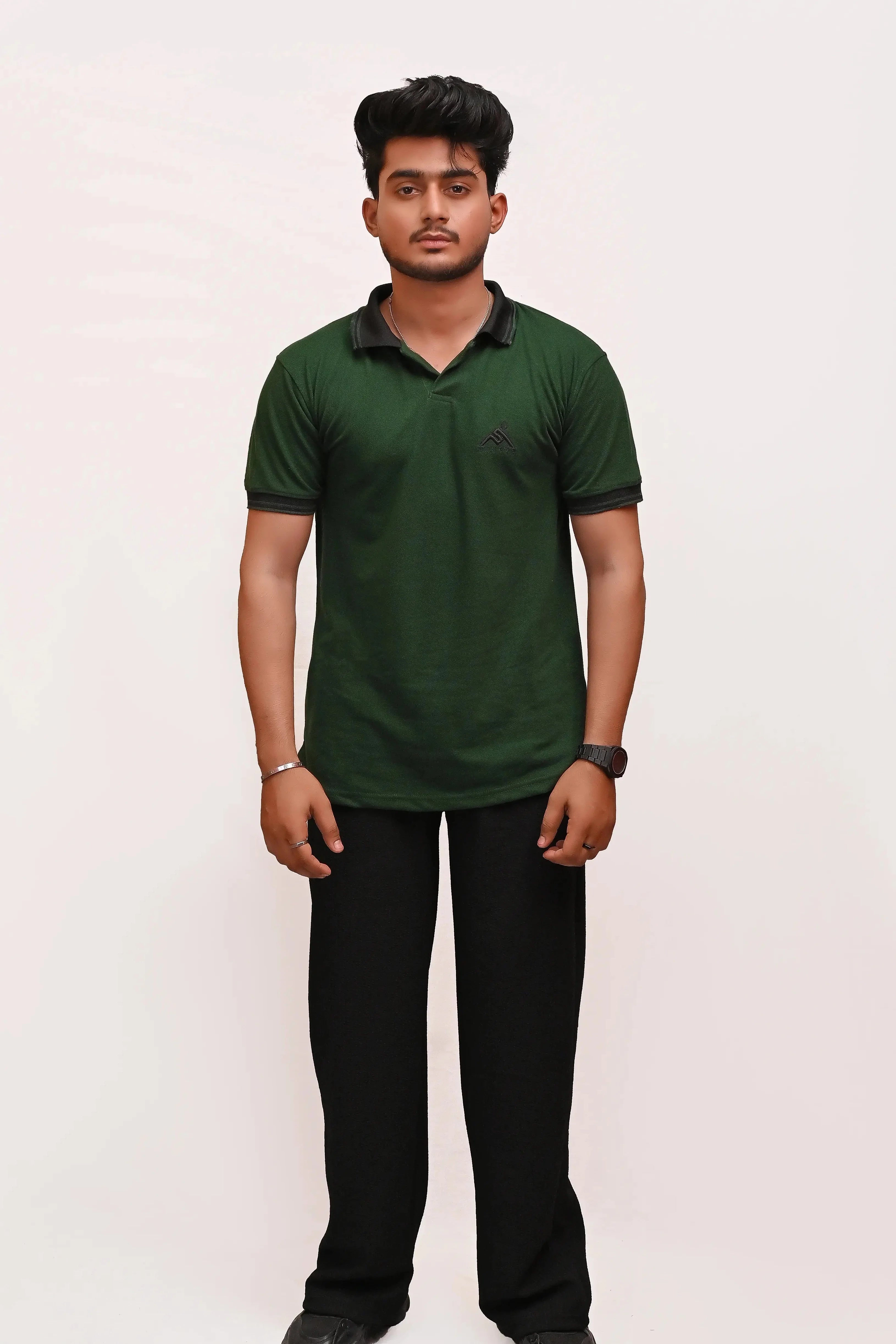 HYKEYZ Bottle Green Crest Premium Polo Shirt