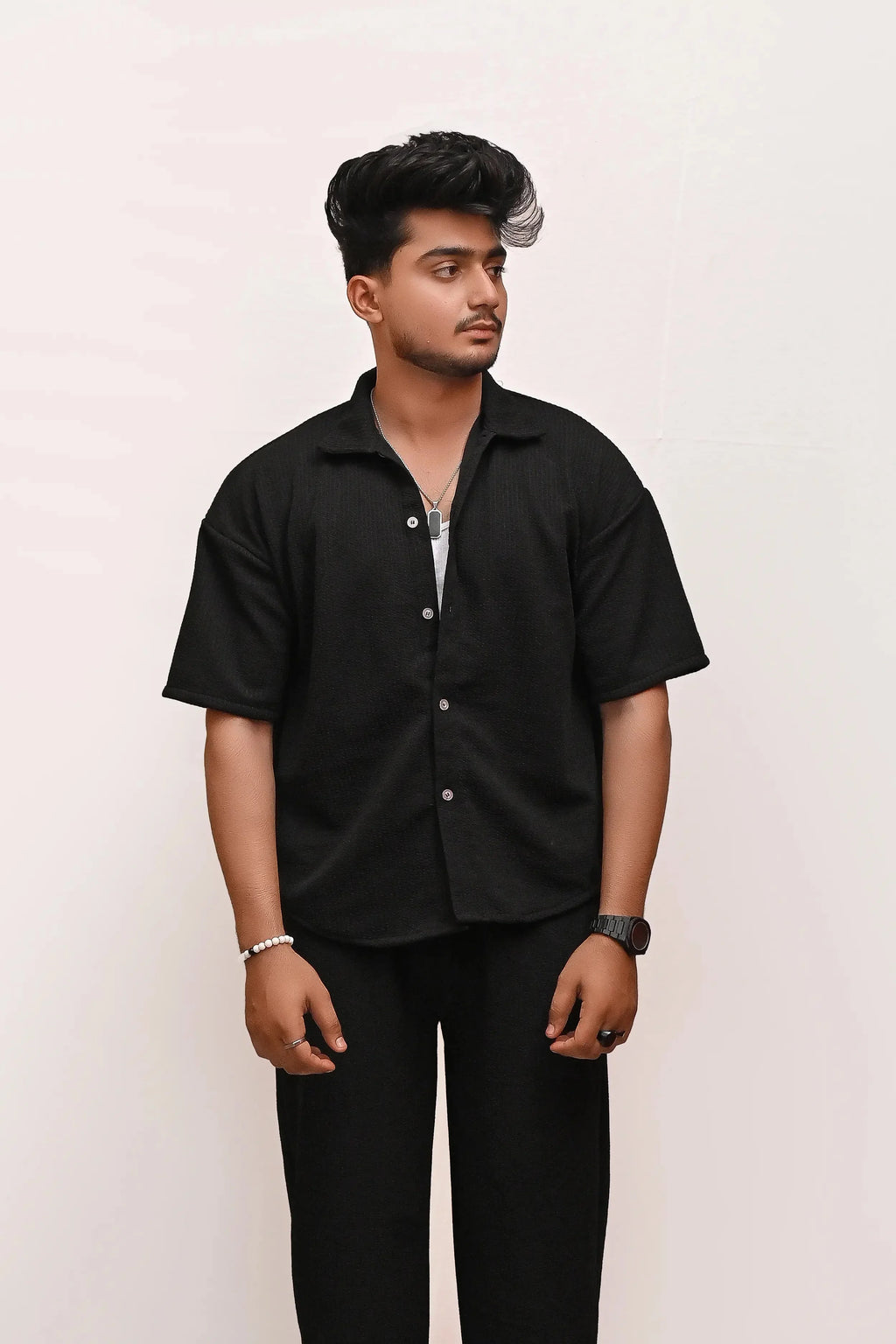 HYKEYZ Classic Textured Premium Shirt - Black