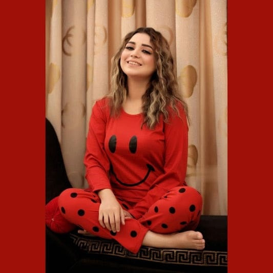 Red Smiley Printed PJ SET