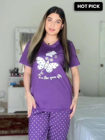 Purple Butterfly Printed PJ SET