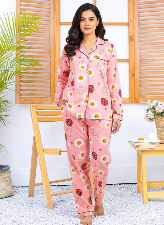 Imported Linen Printed Strawberry PJ Set-LP2